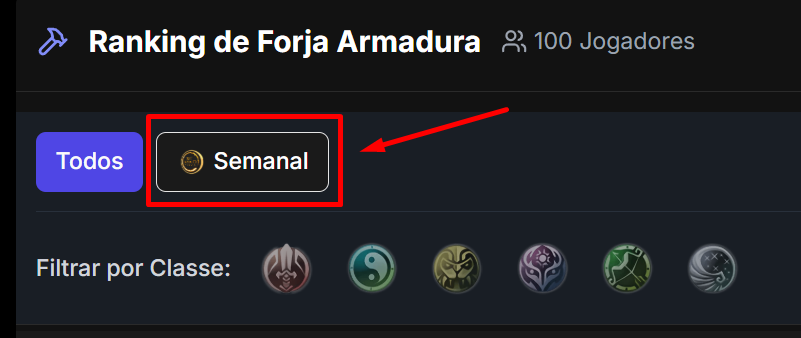 Example of a weekly tab in the Ranking
